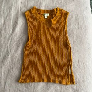 Orange Sleeveless Sweater Top with Split Sides